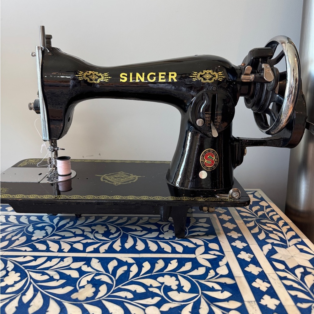 Rare Antique Black & Gold Singer Sewing Machine- Amazing- purchased in Africa
